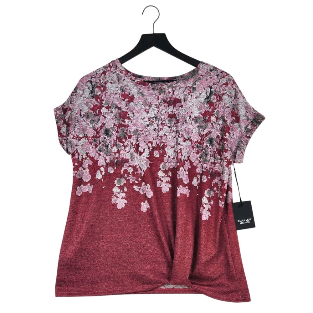 NWT Simply Vera Wang Floral Sweater Size Small Side Tuck Dolman Sleeve Bloomcore